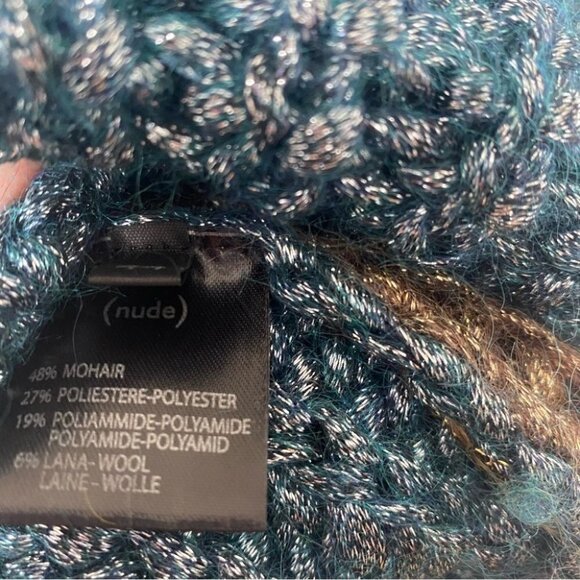 (Nude) Metallic Mohair and Wool blend  Chunky Knit Metallic Sweater Size Large - Picture 10 of 12